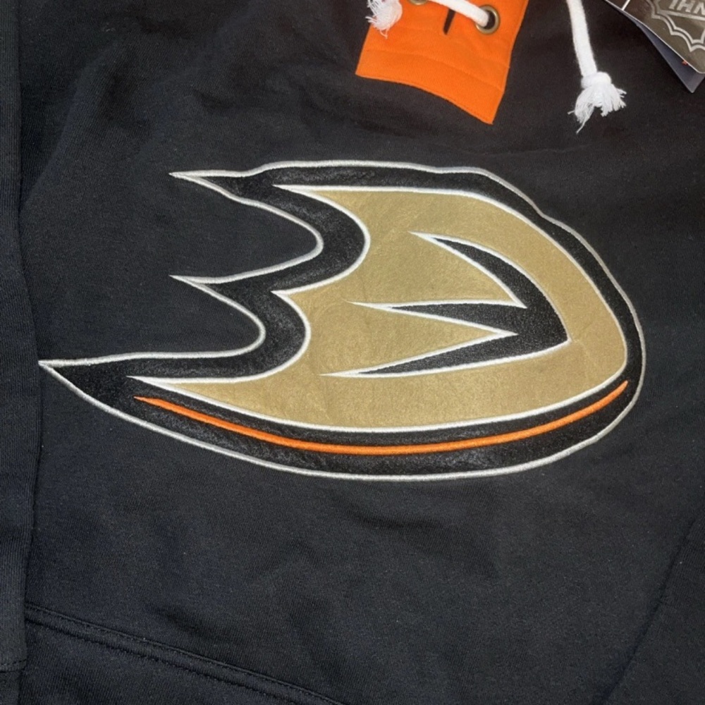 NEW Fanatics NHL Anaheim Ducks black hoodie sweatshirt size mens Small B43 Lace - Picture 5 of 8